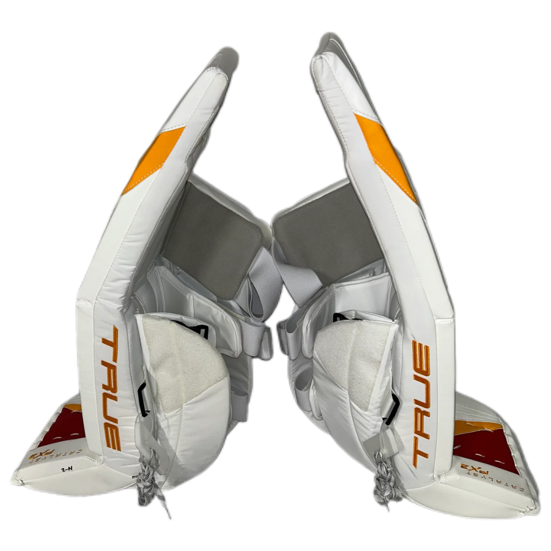 TRUE Catalyst PX3 - Pro Stock Goalie Pads (White/Red/Yellow)
